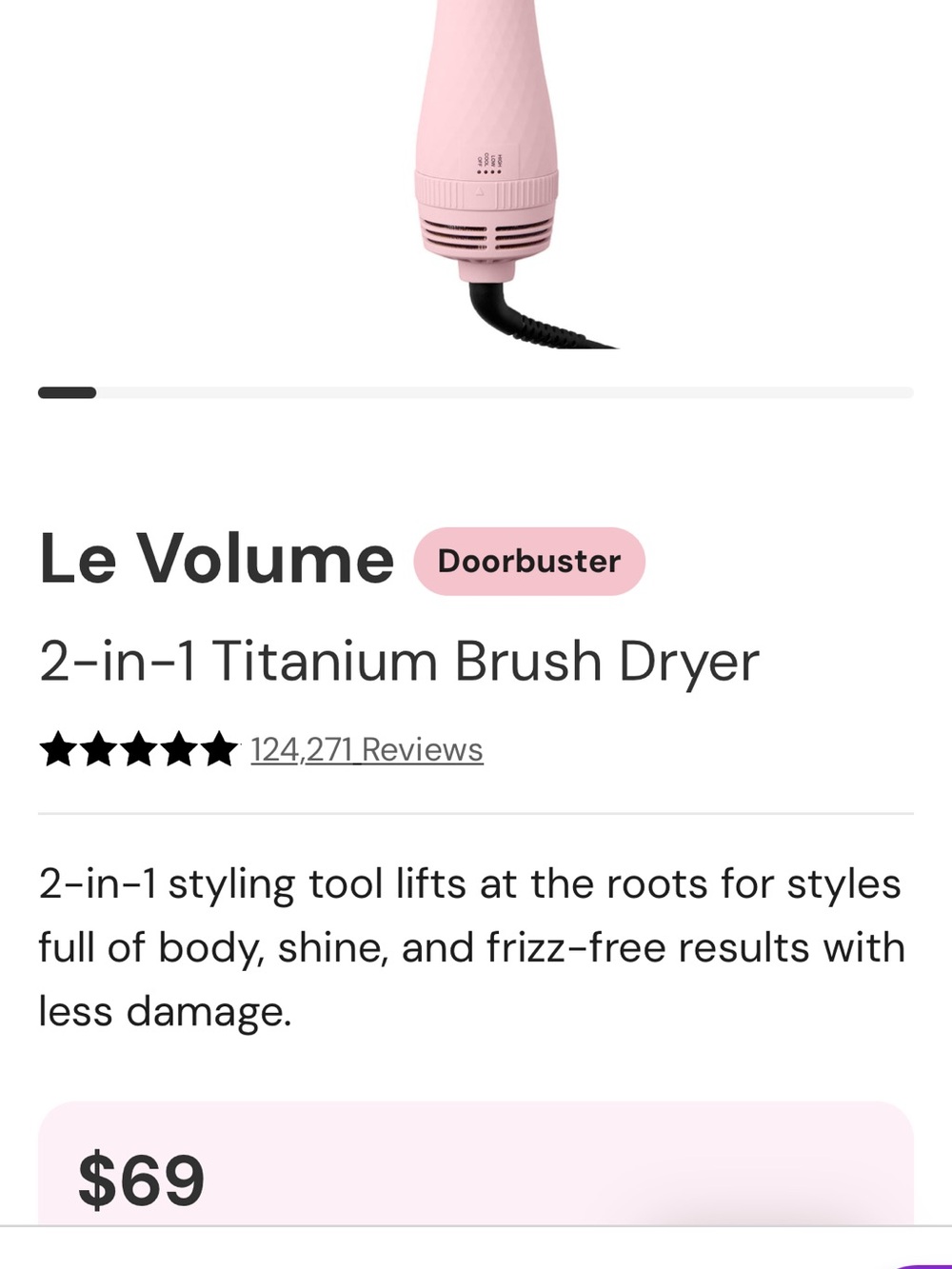 L'ange Blush Pink Round Hot Air Styling Brush - Picture 5 of 5